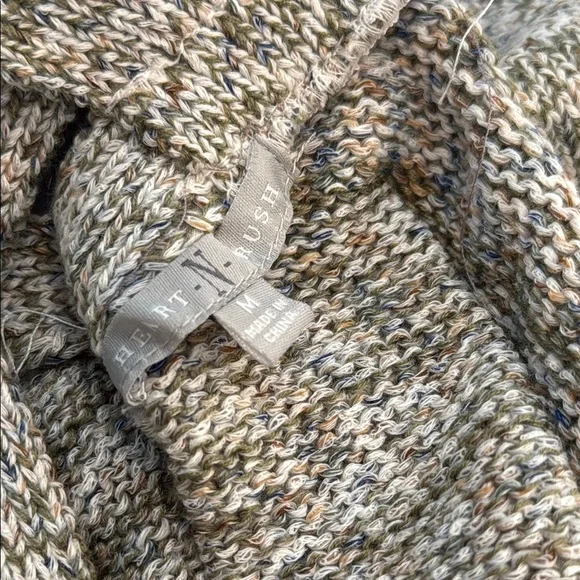 Heart N Crush Medium Women's Off-Shoulder Knit Sweater Green Gray - Picture 9 of 11